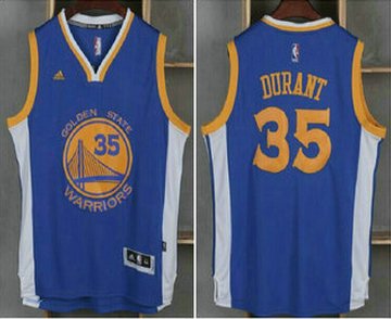 Warriors #35 Kevin Durant Blue Road Stitched NBA Jersey