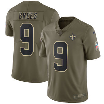 Nike Saint Olive Men's #9 Drew Brees Stitched NFL Limited 2017 Salute To Service Jersey
