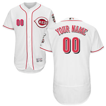 Men's Cincinnati Reds Majestic Home White FlexBase Authentic Collection Custom Jersey