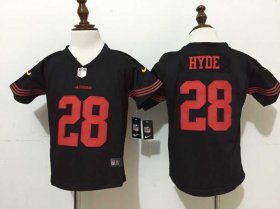 2-6 Kids Carlos Hyde San Francisco 49ers #28 Black Jersey