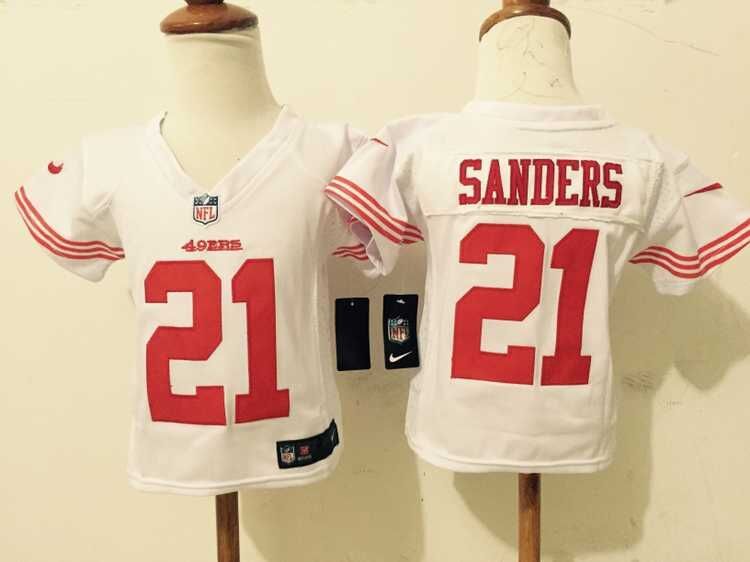 2-6 Kids Deion Sanders San Francisco 49ers #21 White Jersey