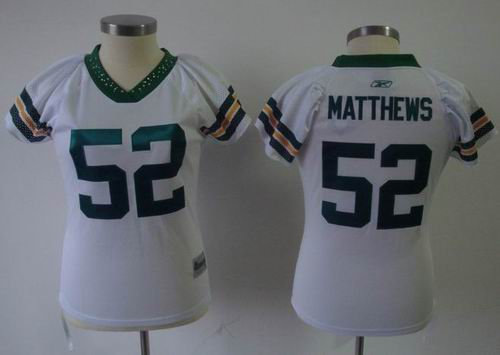 2010 Women Field Flirt Fashion Jersey Green Bay Packers 52 Clav Matthews jersey white