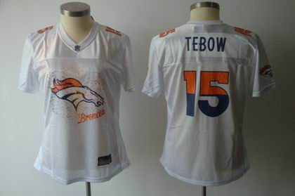 2011 Women FEM FAN Denver Broncos 15 Tim Tebow white Jerseys