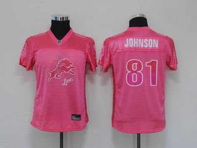 2011 Women FEM FAN Detroit Lions 81 Calvin Johnson pink Jerseys