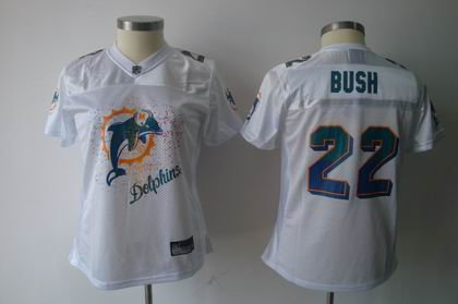 2011 Women FEM FAN miami dolphins 22 bush white jersey