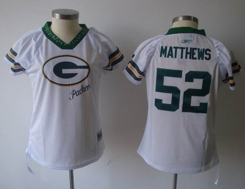2011 Women Field Flirt Fashion Jersey Green Bay Packers 52 Clav Matthews jersey white
