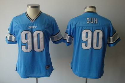 2011 Women TEAM Jersey Detroit Lions 90 Ndamukong Suh BLUE Jersey
