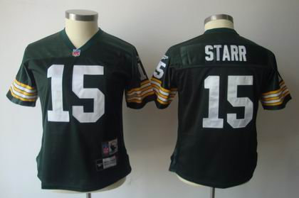 2011 Women team Jersey Green Bay Packers 15 Bart Starr green Throwback Jersey