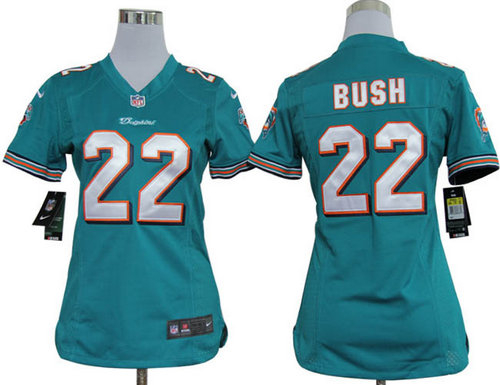 2012 Women Nike Miami Dolphins 22 Reggie Bush Green Jerseys