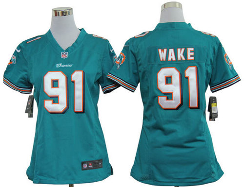 2012 Women Nike Miami Dolphins 91 Cameron Wake Green Jerseys