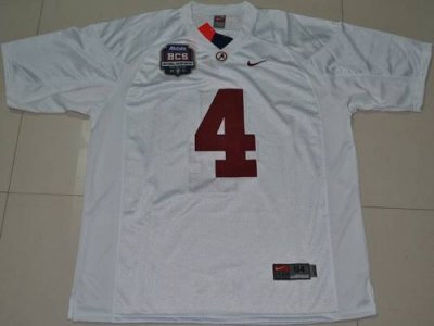 Crimson Tide #4 Mark Barron White 2012 BCS Championship Patch Embroidered NCAA Jersey