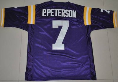 LSU Tigers #7 P.Peterson Purple Embroidered NCAA Jersey