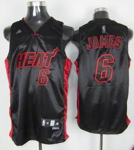 Miami Heat 6 LeBron James black Red Black Number Jersey