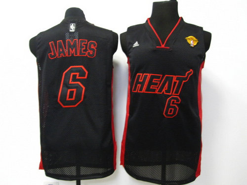 NBA miami heat 6 james black red 2011 Finals patch Swingman jersey