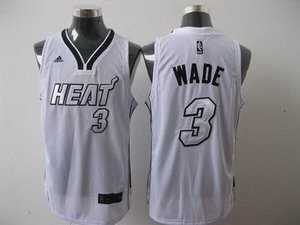 Miami Heat 3 Dwyane Wade white Silvery white number