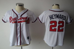 Women Atlanta Braves 22 Jason Heyward White Jersey