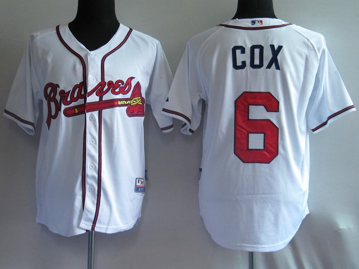 Atlanta Braves 6# Cox White jerseys