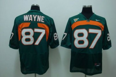 Hurricanes #87 Reggie Wayne Green Embroidered NCAA Jersey