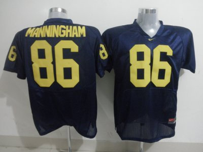 Wolverines #86 Mario Manningham Blue Embroidered NCAA Jerseys