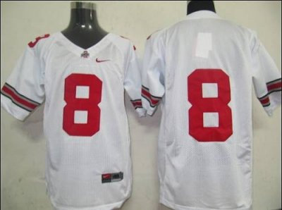 Buckeyes #8 White Embroidered NCAA Jersey
