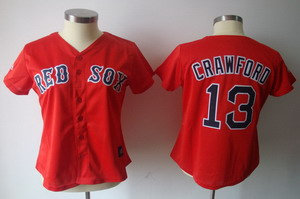 Women Boston Red Sox 13 Carl Crawford Red jerseys