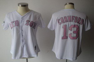 Women Boston Red Sox 13 Carl Crawford White jersey