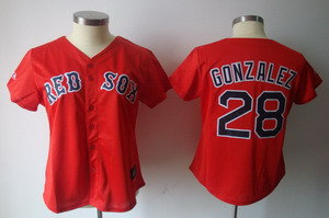 Women Boston Red Sox 28 Adrian Gonzalez Red Jersey