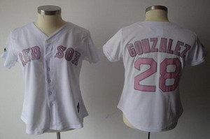 Women Boston Red Sox 28 Adrian Gonzalez White Jersey