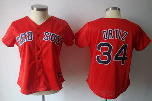 Women Boston Red Sox 34 David Ortiz Red Jersey