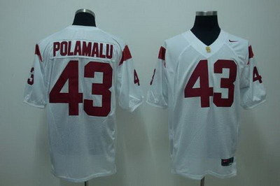 Trojans #43 Troy Polamalu White Embroidered NCAA Jersey Trojans #43 Troy Polamalu White Embroidered NCAA Jersey