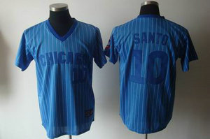 Chicago Cubs 10 Ronald Santo blue Baseball mitchellandness Jersey