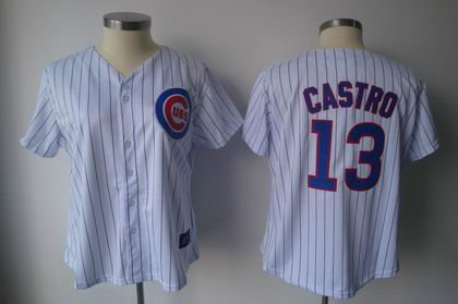 women Chicago Cubs 13 Starlin Castro home white STRIP Jerseys women Chicago Cubs 13 Starlin Castro home white STRIP Jerseys
