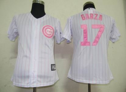 Women Chicago Cubs 17 Garza White Pink strip Jersey Women Chicago Cubs 17 Garza White Pink strip Jersey