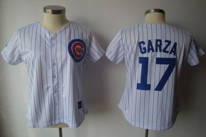 Women Chicago CUBS 17 MATT GARZA WHITE Blue STRIP Women Chicago CUBS 17 MATT GARZA WHITE Blue STRIP