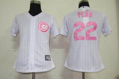 Women Jerseys Chicago Cubs 22 Pena White Pink strip Women Jerseys Chicago Cubs 22 Pena White Pink strip