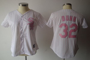 Women Chicago White Sox 32 dunn white Jerseys(Pink stripe)