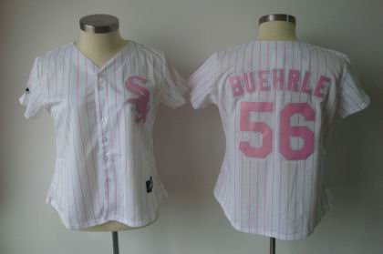 Women Chicago White Sox 56 BUEHRLE WHITE RED STRIP