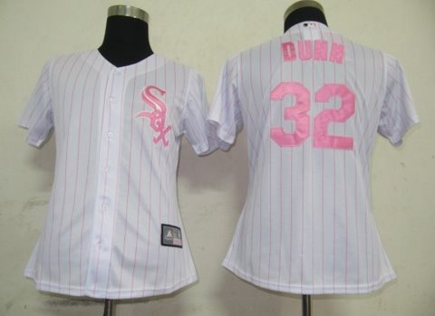 Women Jerseys Chicago White Sox 32 Dunn White(Pink