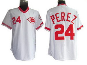 Cincinnati Reds 24 Tony Perez throwback jerseys White Cincinnati Reds 24 Tony Perez throwback jerseys White