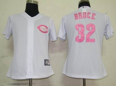 Women Cincinnati Reds 32 Bruce White Jerseys