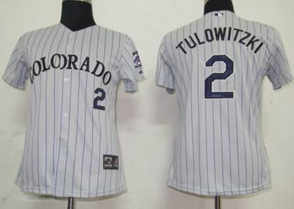 Women Colorado Rockies 2 Tulowitzki Grey Jerseys