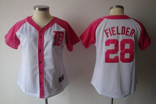 2012 Women's Detroit Tigers 28 Fielder Pink Splash Fashion Jersey by Majestic Athletic 2012 Women's Detroit Tigers 28 Fielder Pink Splash Fashion Jersey by Majestic Athletic