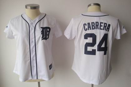 women Detroit Tigers 24 Miguel Cabrera White Jerseys