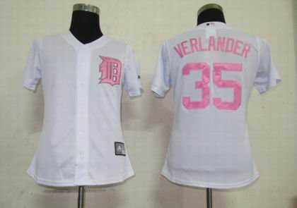 Women Detroit Tigers 35 Verlander White red number Women Detroit Tigers 35 Verlander White red number