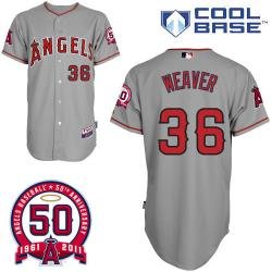 MLB Angels 36# Weaver grey cool base jerseys