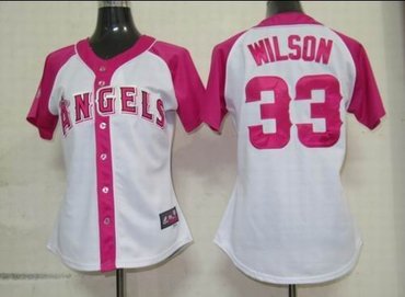 2012 Women Pink Splash Fashion Jersey by Majestic Los Angeles Angels 36 C.J. Wilson white Cool Base Jersey