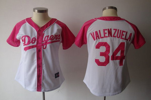 2012 Women's Los Angeles Dodgers 34 Valenzuela Pink Splash Fashion Jersey by Majestic Athletic 2012 Women's Los Angeles Dodgers 34 Valenzuela Pink Splash Fashion Jersey by Majestic Athletic