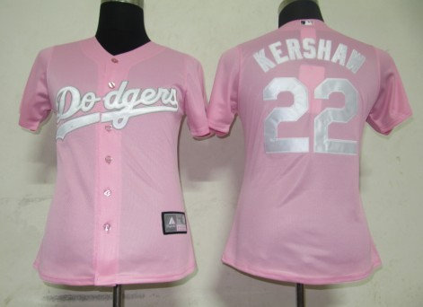 MLB Women Jerseys Los Angeles Dodgers 22 Kershaw Pink