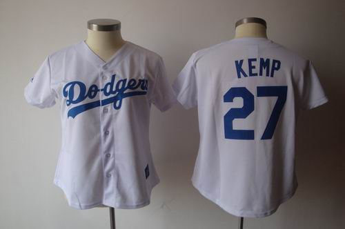 WOMEN Los Angeles Dodgers 27 Matt Kemp white jerseys