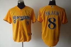 Milwaukee Brewers #8 Ryan Braun Gold Yellow Jerseys